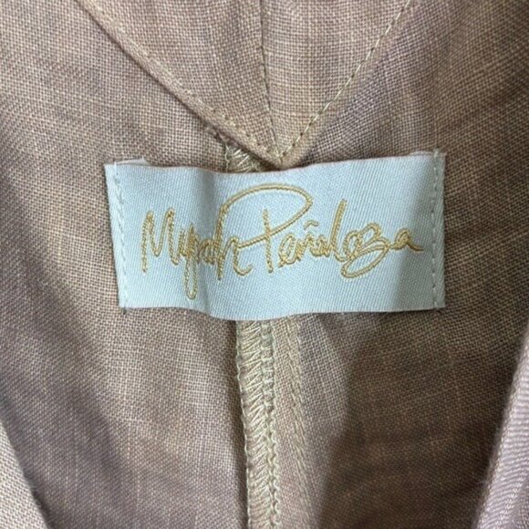 Myrah Penaloza Linen Playsuit in Clay/Black Stripe One Size - Picture 7 of 7